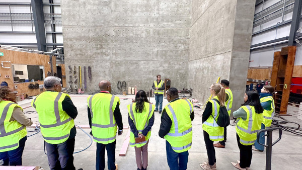 Delegates attend the purpose-built fire research and testing laboratory developed at Judgeford, Wellington.